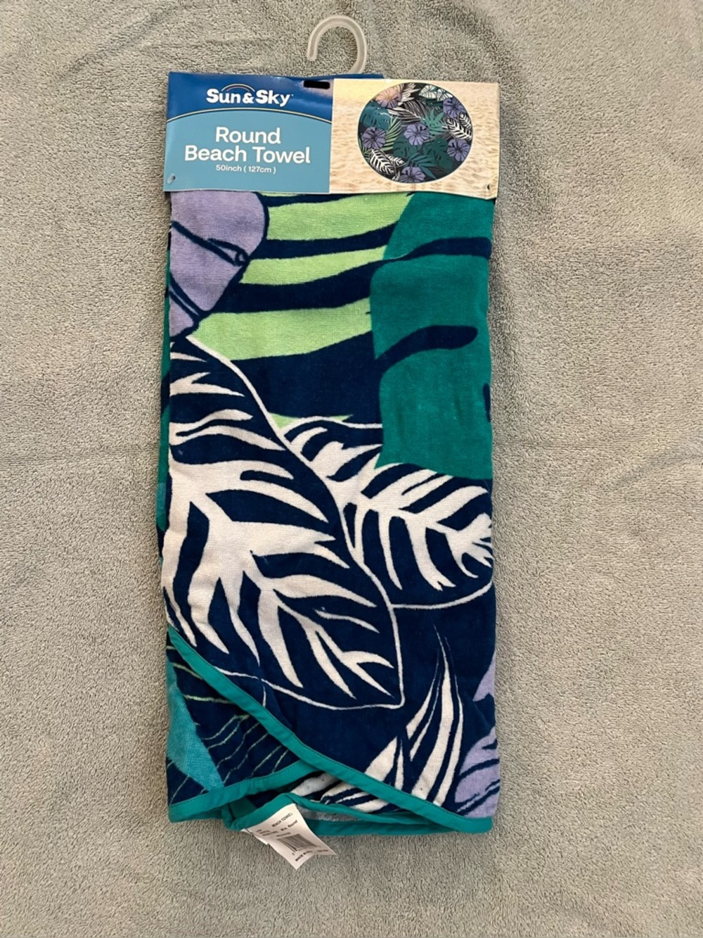 Sun & Sky Round Tropical Leaf Beach Towel